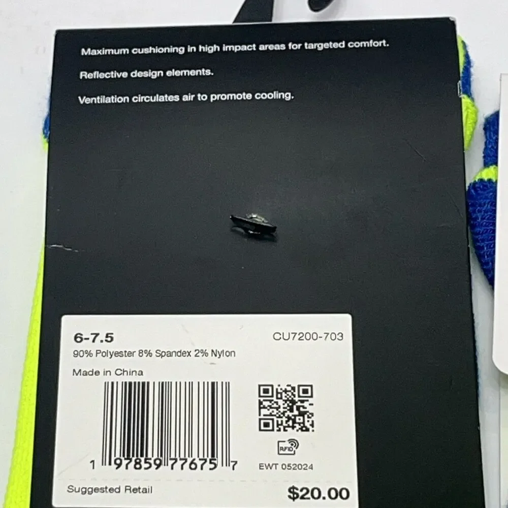 Lot Of 2‎ Nike Men's Women's Spark Cushioned Running Crew Socks Medium $20 Volt